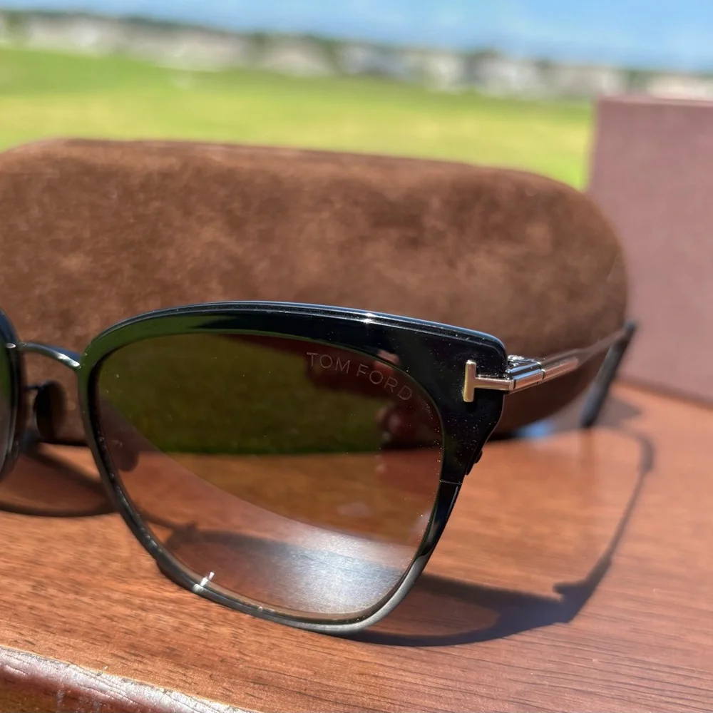 Tom Ford Women's Black Cat-Eye Sunglasses with Dark Lenses